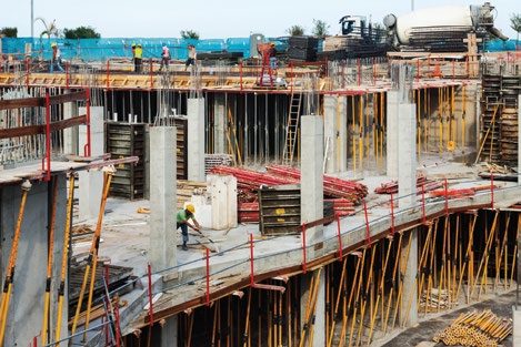 Scaffolding on construction site
